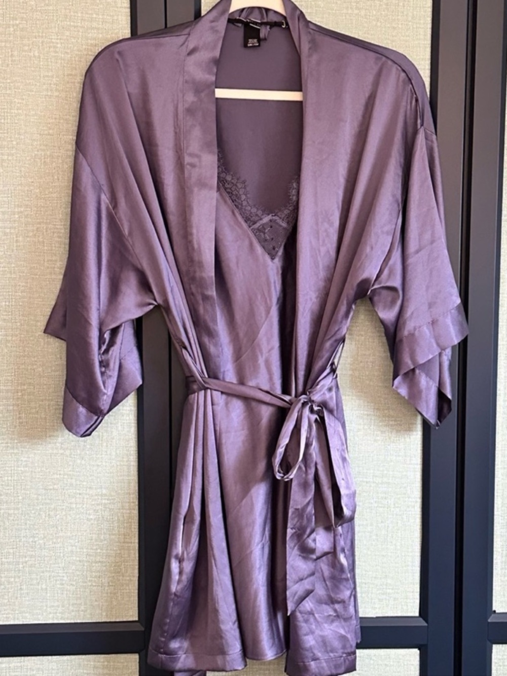Victoria’s Secret Satin + Lace Slip Mini Dress Nighty + Robe Set, NWOT, Size M